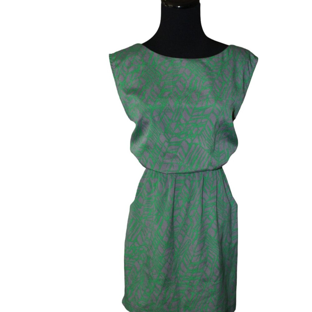 SALE Prevett Criss Cross Back Green Gray Lightweight Dress Small S Pre-Loved